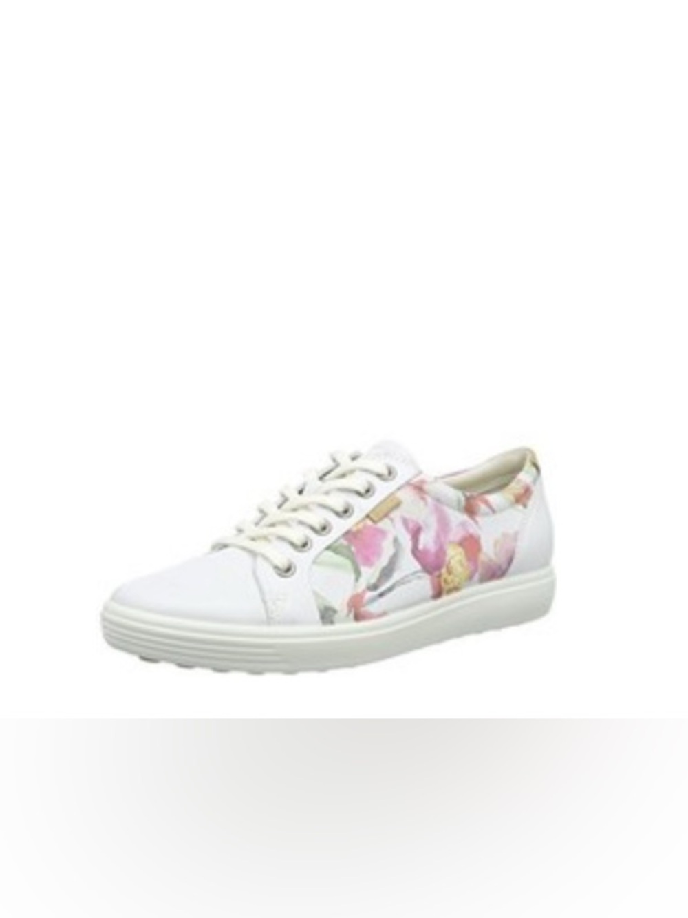 Ecco Soft 7 Floral Print Leather Women's Sneakers - White/Pink- Like New 10M